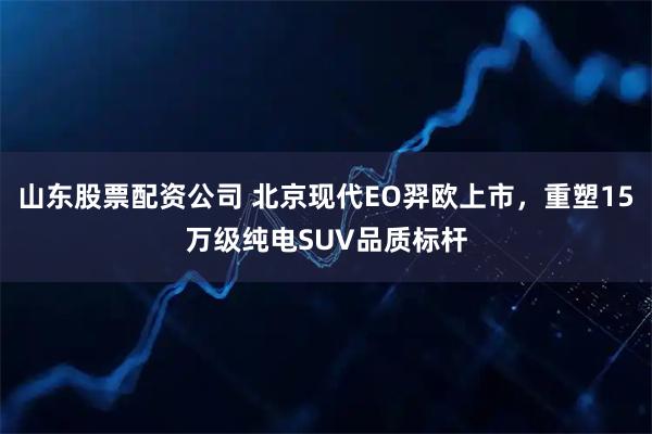 山东股票配资公司 北京现代EO羿欧上市，重塑15万级纯电SUV品质标杆